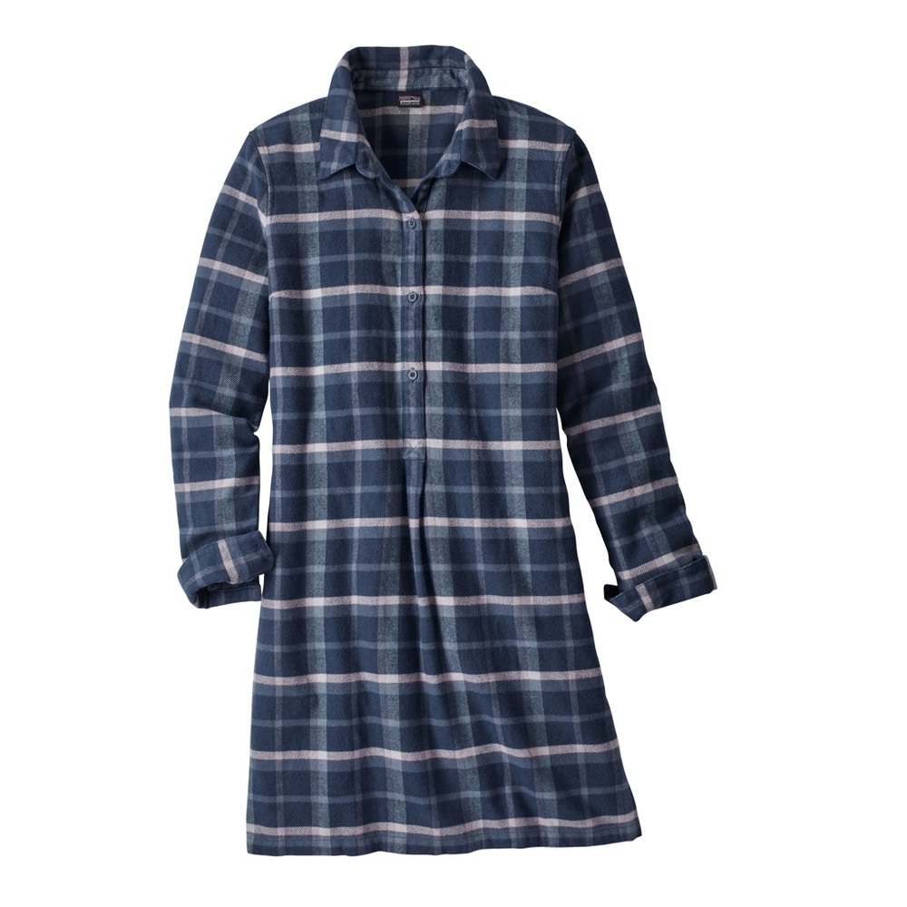 Patagonia Blue and Cream Plaid Flannel Dress